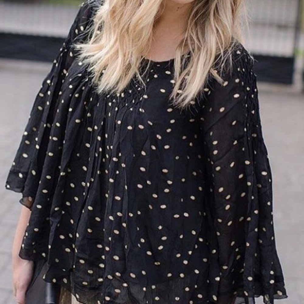 Black and Gold Polka Dot Blouse